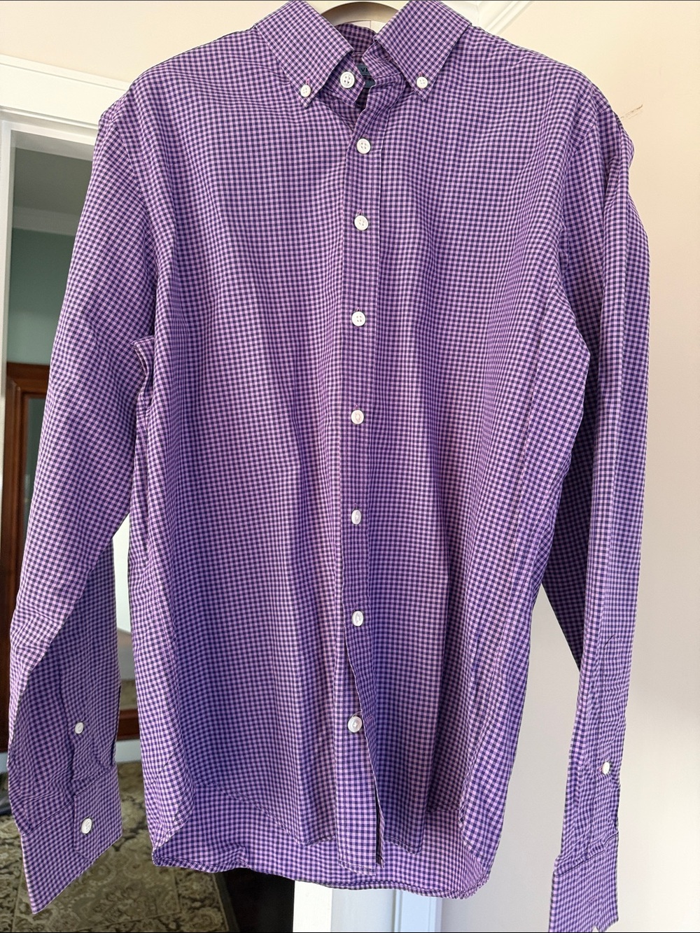 Seize sur vingt Men's Purple Check Button-Down long sleeve Shirt 16/34